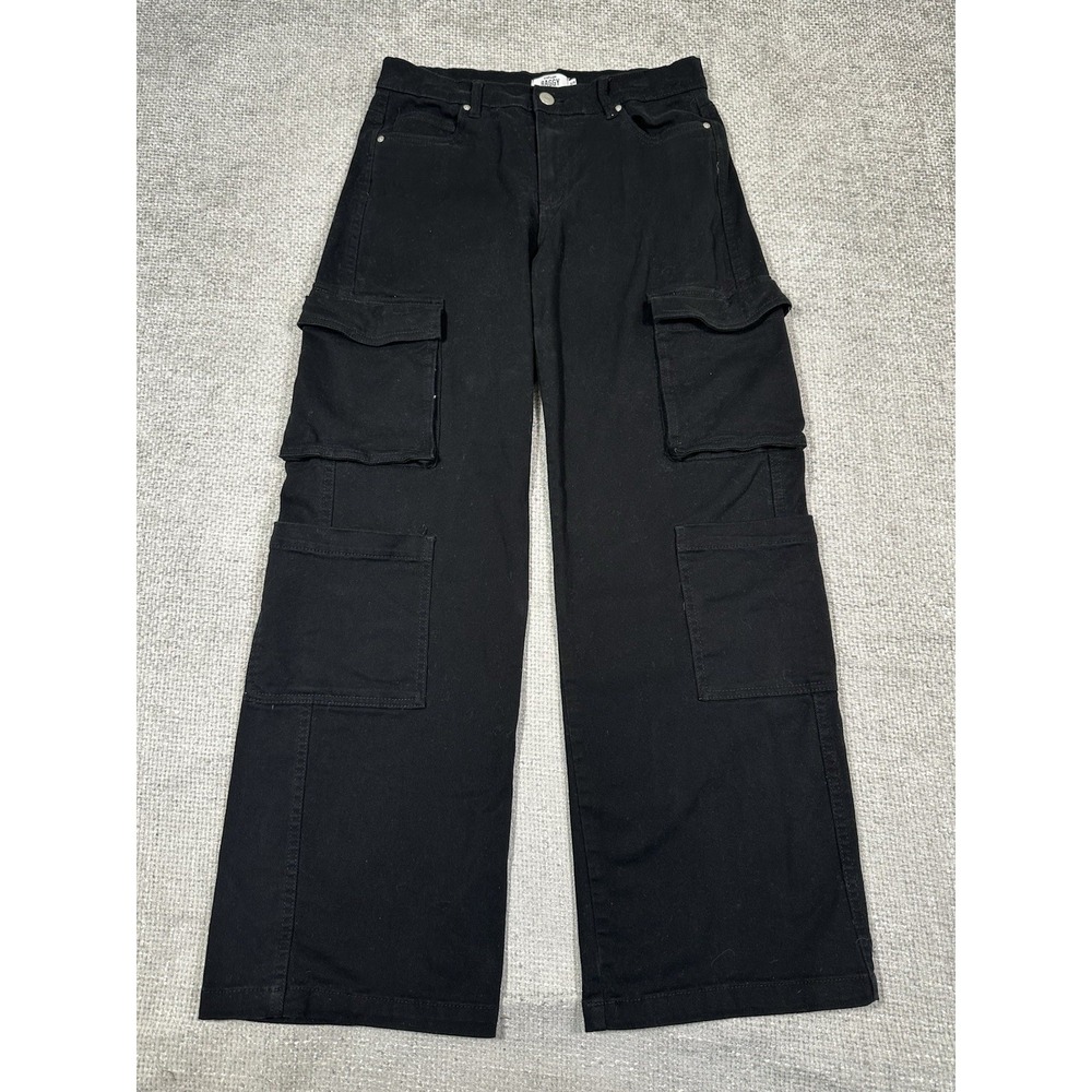 Refuge Pants Womens Small 30x30 Black Baggy‎ Cargo Wide Leg Skater Grunge Emo